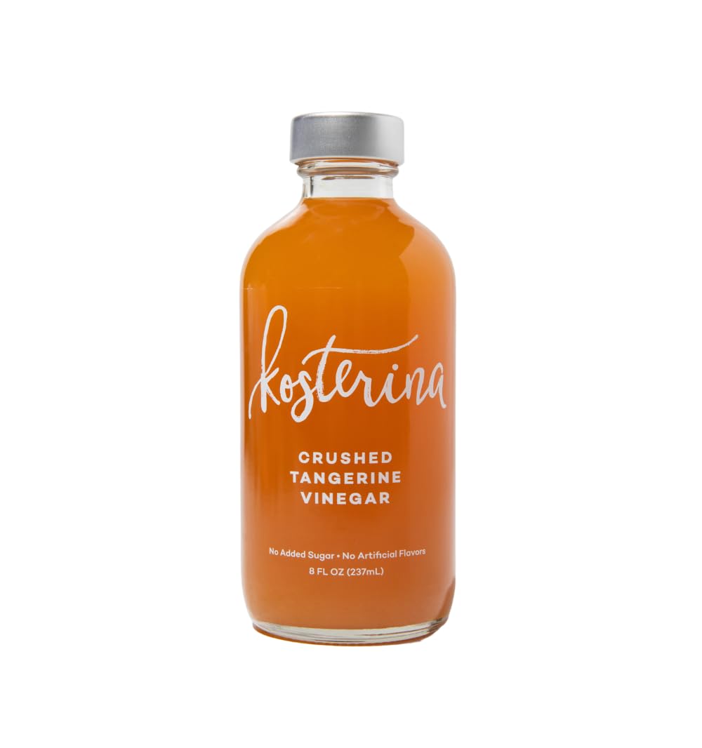 Kosterina - Crushed Tangerine Vinegar - Fruit White Beverage-Inspired Vinegar - Good For Salad Dressing  Marinades  Mixed Flavor Mixer  Healthy Mocktails  Shrub  Digestive Tonic - Apple Fruit Beverage Vinegar Alternative | 8Oz (237Ml)