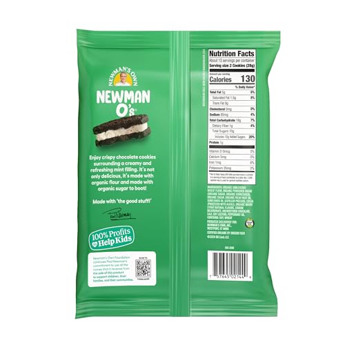 Newmans Own Newman-Os Sandwich Crèmes, Hint-O-Mint, 13 Ounce (Pack Of 6)