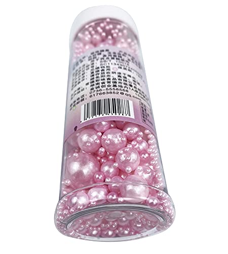 Edible Pearl Sugar Sprinkles Pink Candy 120G/ 4.2Oz Baking Edible Cake Decorations Cupcake Toppers Cookie Decorating Ice Cream T