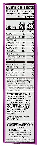 Annie s Homegrown Shells & White Cheddar Mac & Cheese Family Size, No Artificial Flavor, 10.5 Ounces (Pack Of 6)