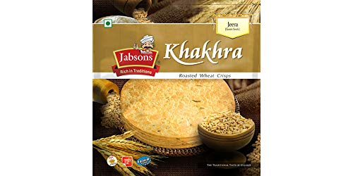 Jabsons Roasted Jeera Khakhra | No Onion No Garlic | Ready-To-Eat Vacuum Packed For Freshness | Gujarati Traditional Tea Snacks Flatbread Made With Cottonseed Oil 180 Gm (Pack Of 1)