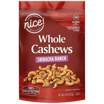 Everything Bagel Seasoned, Dill Pickle, Sriracha Ranch Hot Spicy Flavored Whole Cashew Nut Varity Mix, 1, 8 Oz Bag Each, Roasted
