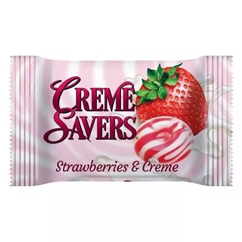 Cream Savers Strawberries & Cream, 6.25 Ounce Bag (Pack Of 2), Individually Wrapped Hard Candy, Strawberry Candy, The Hampton Ca