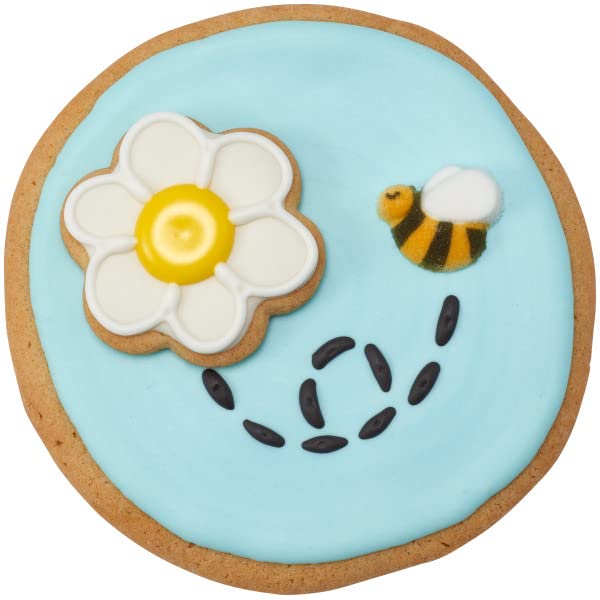 Black And Yellow Bumble Bee Edible Sugar Cake Toppers, 24 Count