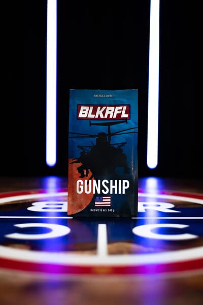 Black   Coffee Company Gunship Roast, 12Oz Bag, Ground Coffee Light Roast - Roasted Blend Made From Arabica Beans - Colombian & Brazilian Beans - Veteran Founded & American Made