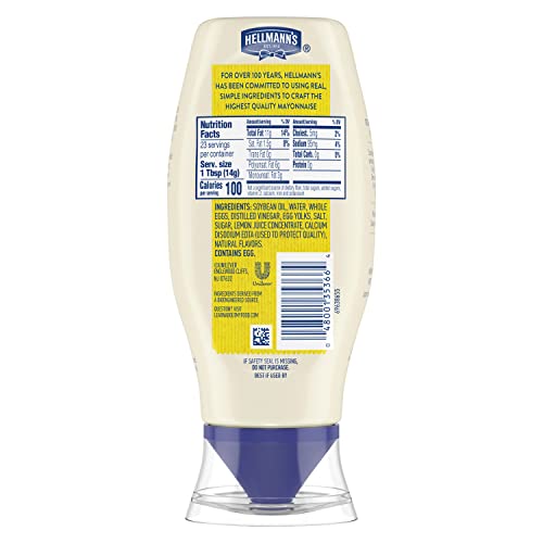 Hellmanns Real Mayonnaise 6 count Real Mayo Squeeze Bottle For a Creamy Sandwich Spread or Condiment Gluten Free  Made With 100% Cage-Free Eggs 11.5 oz