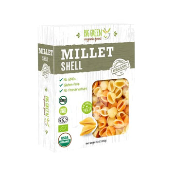 Big Green Organic Food- Organic Millet Shell, Gluten-Free, Lectin-Free, Non-Gmo, Vegan, Wheat And Rice Alternative, 8.8Oz (1 Pack)