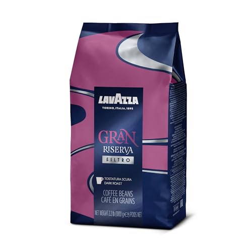 Lavazza Gran Riserva Filtro Whole Bean Coffee Dark Roast 2.2LB Bag, 100% Natural Arabica, Authentic Italian, Cocoa and Caramel a