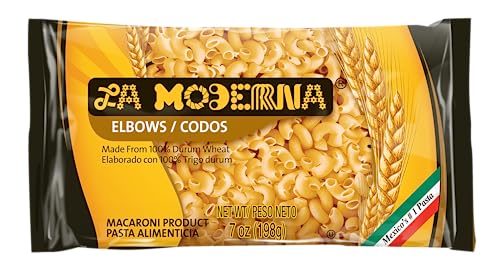 LA MODERNA, Coditos, Pasta, Hecha con S  mola de Trigo Durum, Enriquecida con Vitaminas y Hierro, 7 oz, Pack de 20 (Pack of 3)
