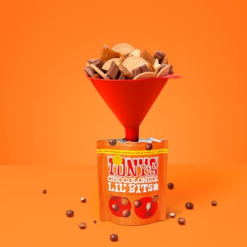 Tonys Chocolonely Belgian Milk Chocolate Caramel Sea Salt & Cookie Mix Lil Bits Candy Pieces for Snacks, Gifts, or Gift Basket,