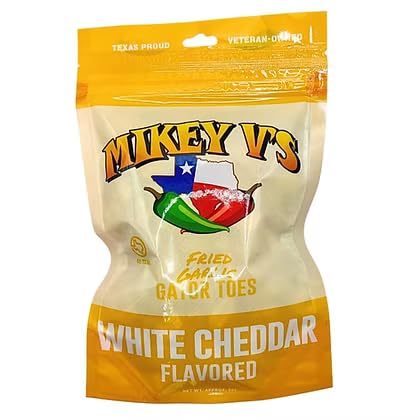 Mikey Vs Deep Fried Garlic Snacks - White Cheddar Gator Toes, 3.9oz Pack