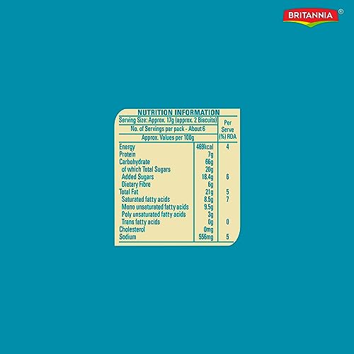 Britannia Nutrichoice Oats Almond Milk 2.64Oz (75G) - Crispy, Crunchy Tea Moments - Breakfast & Tea Time Snacks (Pack Of 6)