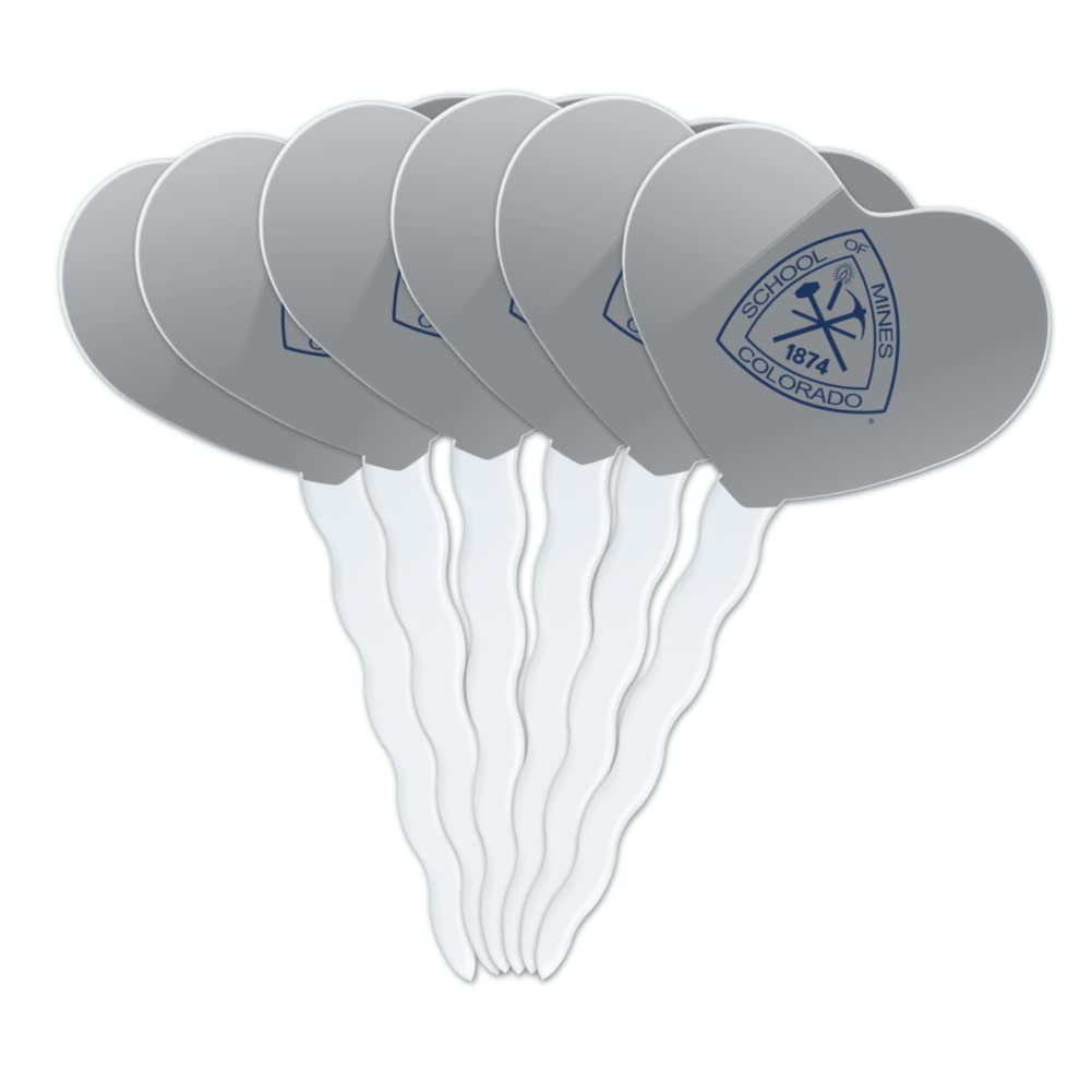 GRAPHICS & MORE Cupcake Toppers Set of 6, Acrylic, Heart Design, Colorado School of Mines, Model CUPCAKE.HEART.CLCCSM.Z007547