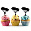 Skydiving Silhouette Acrylic Cupcake Toppers 12 Pcs