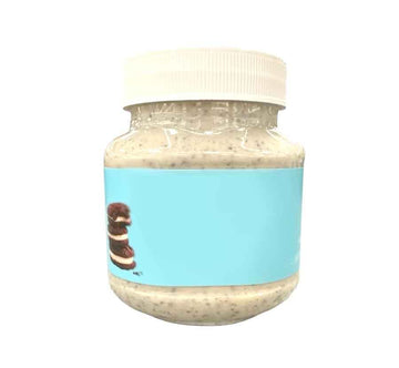 Cookies and Cream Spread, Chocolate Cocoa Cookie Pieces, For Pancakes Waffles Toast, Snack Snacking Food Gift Treat, 1 BG Jar, 1