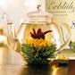Creano Blooming Tea Flowers Mix Set - 6pcs, Green, White & Black Tea in Elegant Magnetic Box with Silver Embossing