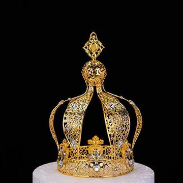 Crown Creative Metal Cake Topper Accessory Baby Shower Birthday Cake Decoration Crown For Boys & Girls Gold