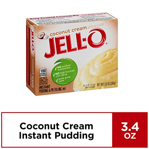 Jell-O Coconut Cream Instant Pudding & Pie Filling Mix, 3.4 oz Boxes, Pack of 24, Model 10043000204372