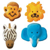 Jungle Zoo Animals - Monkey, Lion, Zebra and Elephant Edible Sugar Cake Toppers, 12 Count