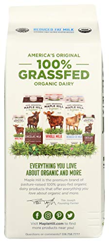 Maple Hill Creamery 100% Grass-Fed Organic 2% Milk - Ultra Pasteurized USDA Organic Reduced Fat Milk - 64 fl oz