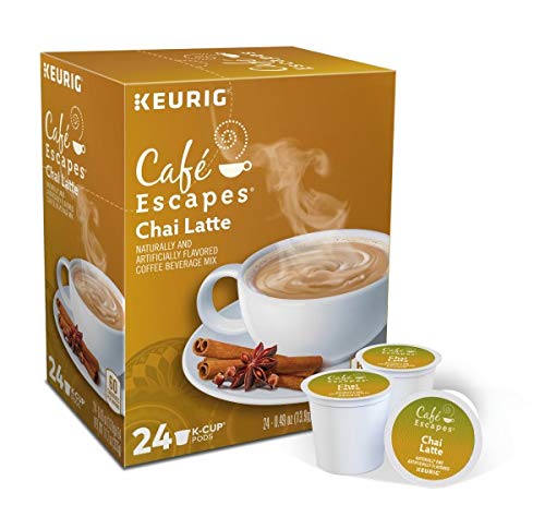 Café Escapes Chai Latte Tea Beverage, Single-Serve K-Cup Pods, 120 Count (5 Boxes of 24 Pods), Model U-S34685