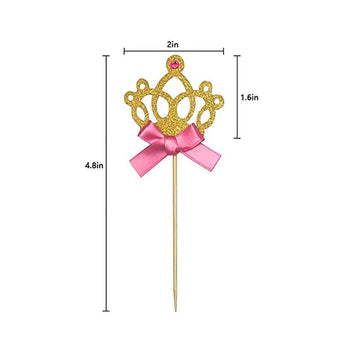 Lebery 30Pcs Gold Glitter Crown Cupcake Toppers Glitter Princess Cupcake Toppers Crown Cake Picks Tiara Cake Cupcake Toppers Cro