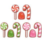 Red, Green, and Pink Lollipop, Candy Cane, Gum Drop Shape Edible Sugar Cake Toppers, 12 Count
