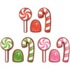 Red, Green, and Pink Lollipop, Candy Cane, Gum Drop Shape Edible Sugar Cake Toppers, 12 Count
