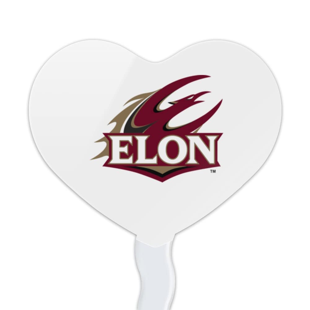 GRAPHICS & MORE Cupcake Picks Set of 6, Heart Love Design, Acrylic, Elon University Color, Model CUPT.HRT.ACR.6PK.CLCELO500B
