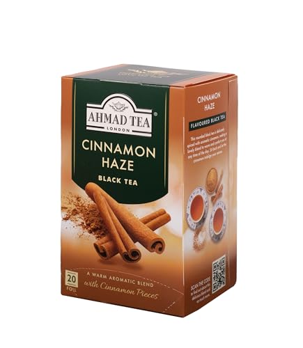 Ahmad Tea Black Tea, Cinnamon Haze Teabags, 20 Ct (Pack Of 1) - Caffeinated & Sugar-Free