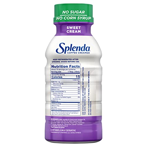 Splenda Sugar Free, Low Calorie Sweet Cream Coffee Creamer, 8 Fl Ounces Bottle (Pack of 6)