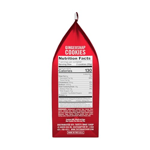 Tates Bake Shop Gingersnap Cookies  Holiday Cookies  6.5 oz