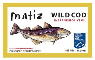 Matiz Wild Cod in Olive Oil - Natural Artisan Wild Caught Fish, 4 Ounce Pack, Fresh Packed, From Spain