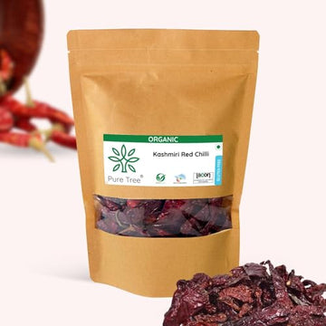 Pure Tree Certified Organic Kashmiri Lal Mirch | 100 Gm | Red Chilli Whole | Sabut Lal Mirch | Kashmiri Chilli Lal Mirch Whole S