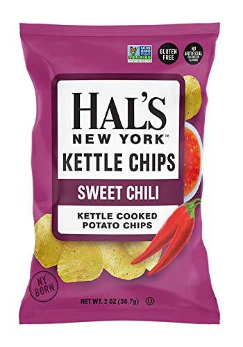 Hal's New York Kettle Cooked Gluten Free Sweet Chili Flavored Potato Chip Crisps, 2 Oz (Pack of 6)