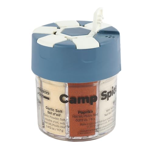 Coghlans Camp Spice - 6-in-1 Spice Shaker with Cayenne  Oregano  Garlic Salt  Paprika  Salt & Black Pepper - Compact Seasoning for Camping  BBQs  Travel  Home Kitchens - Made in USA