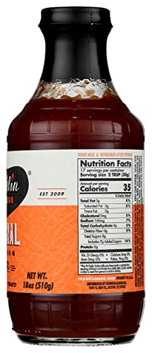Franklin Barbecue Original Texas BBQ Sauce, Gluten Free, 18 Ounces (Pack Of 6)