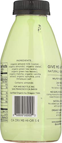 Pop And Bottle, Lattee Almond Milk Matcha Green Tea Organic, 11 Fl Oz