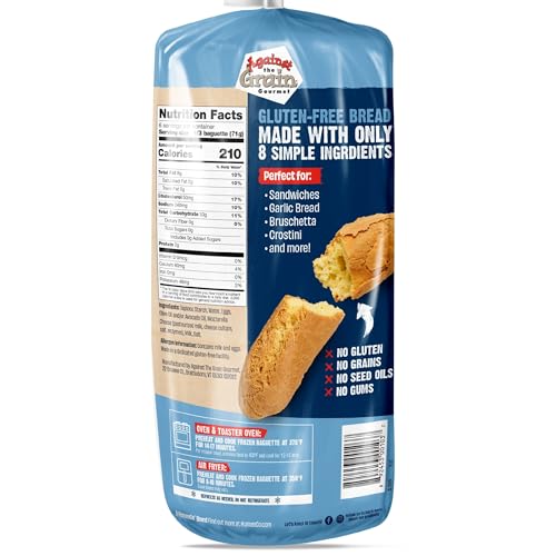 Against the Grain Gluten-Free Original Baguettes, 15 oz, No Grains, Seed Oils or Preservatives; Frozen Bread, 2 Baguettes