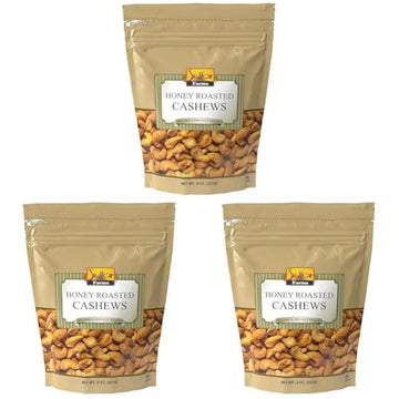 Honey Roasted Cashews 8 Oz. Bag, Kosher (Pack of 3)