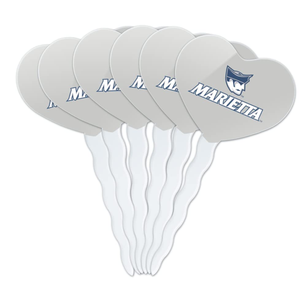 GRAPHICS & MORE Cupcake Picks Set of 6, Acrylic Decoration Toppers, Marietta College Heart Design