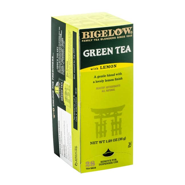 Bigelow Tea Bags, Green Tea With Lemon, 28-Count Boxes (Pack Of 6)