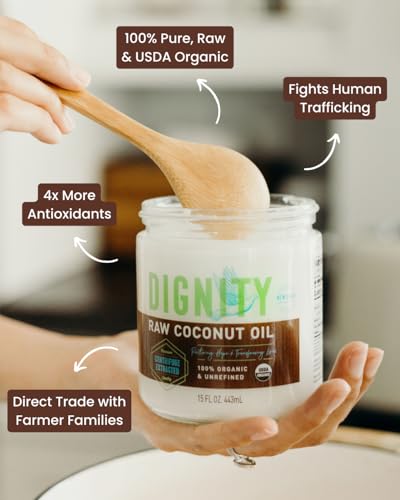 Dignity Coconuts Smooth & Raw Unrefined Coconut Oil - Organic, 15 Fl Oz (Pack of 2), Centrifuge Extracted for Skin, Hair & Cooking