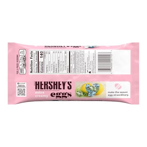 HERSHEYS Extra Creamy Milk Chocolate Eggs, Easter Candy Bag, 9 oz