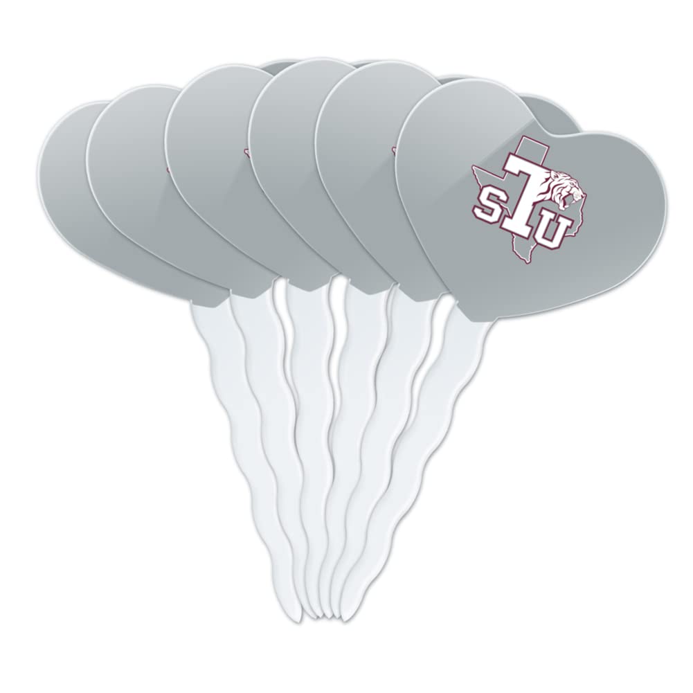 GRAPHICS & MORE Cupcake Picks Set of 6, Acrylic, Texas Southern University, Heart Love Design, One Size