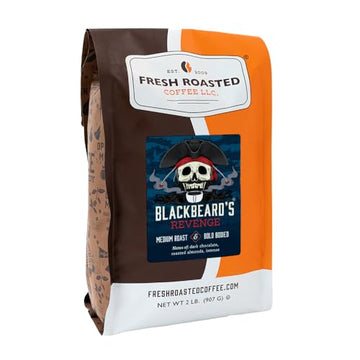 Fresh Roasted Coffee, Blackbeards Revenge, 2 Lb (32 Oz), Medium Roast, Kosher, Whole Bean