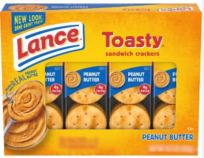 Lance Toasty Peanut Butter Sandwich Crackers, 6 Packs of 4, 5.1 oz (Pack of 2)