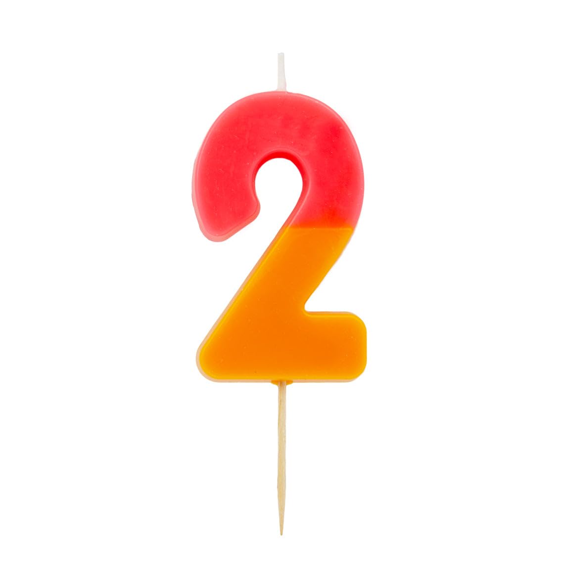 Talking Tables Orange And Pink Number 2 Candle For Cakes | Birthday Cake Topper Decorations For Kids Party, Boys, Girls 2Nd, 21S