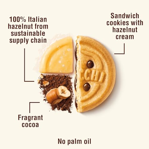 Mulino Bianco Baiocchi 9.17oz (260g) - Italys #1 Cookie Made with Natural Ingredients - Authentic Italian Biscuits Filled with Chocolate Hazelnut Cream - Perfect with Coffee or Tea
