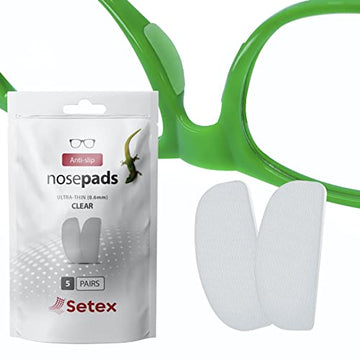 Setex Gecko Grip Ultra-Thin 0.6Mm Anti Slip Eyeglass Nose Pads, (5 Clear Pair) Usa Made, Innovative Microstructured Fibers, 0.6M